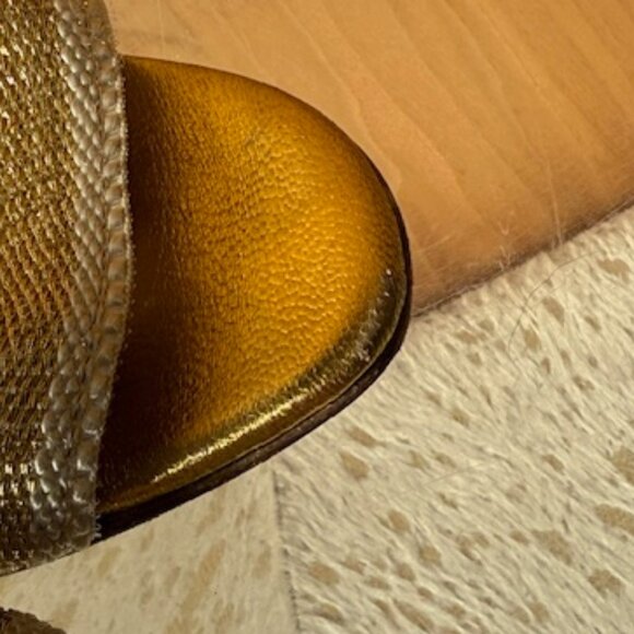 Pre-Loved Kate Spade Gold Canvas High Heeled Sandals - Size 7 - Picture 4 of 9